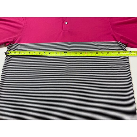 FootJoy Mens Polo Shirt Pink & Black Striped Size L (bin KK169) - Picture 4 of 9